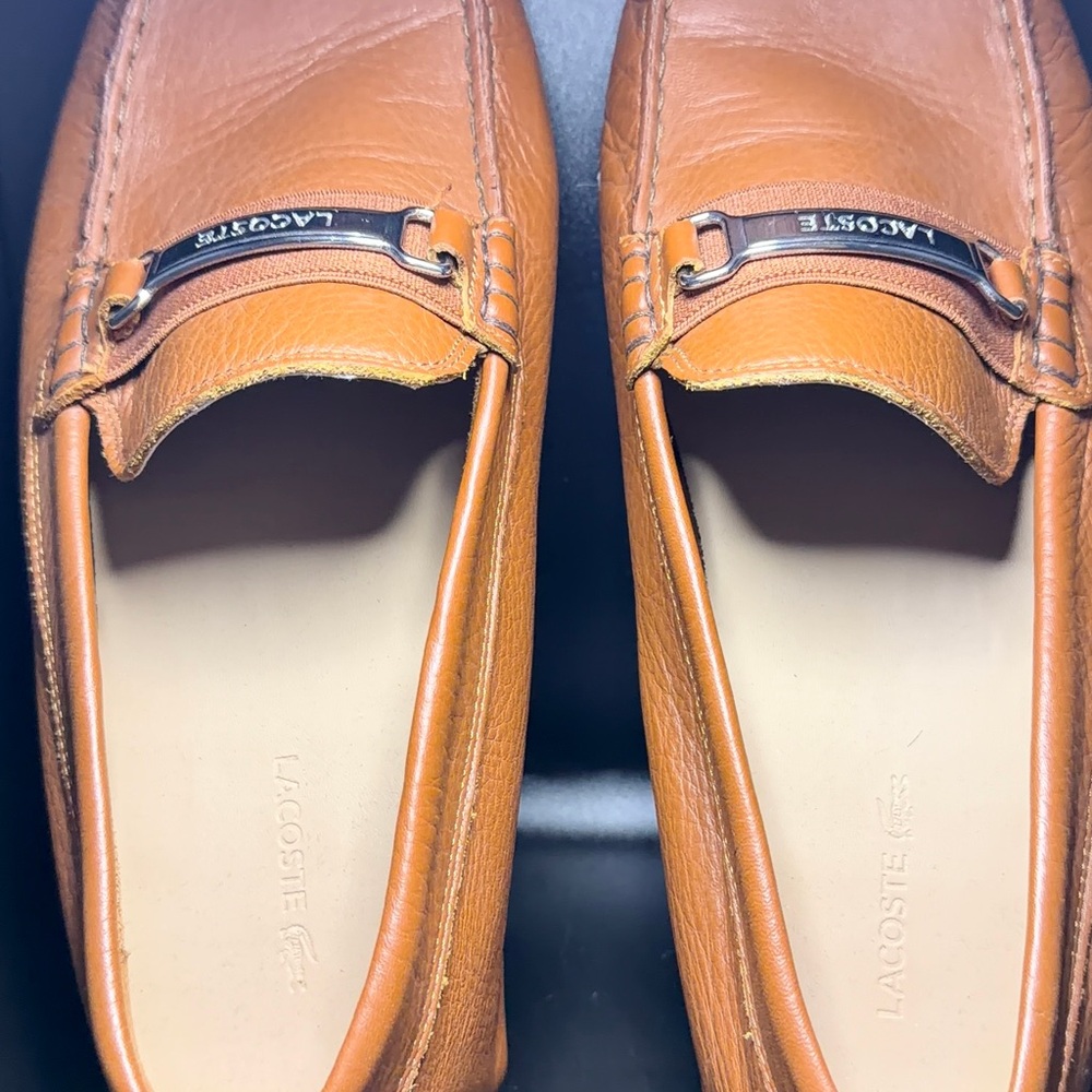 Lacoste Men's Tan Leather Slip-On Loafers - Picture 2 of 8